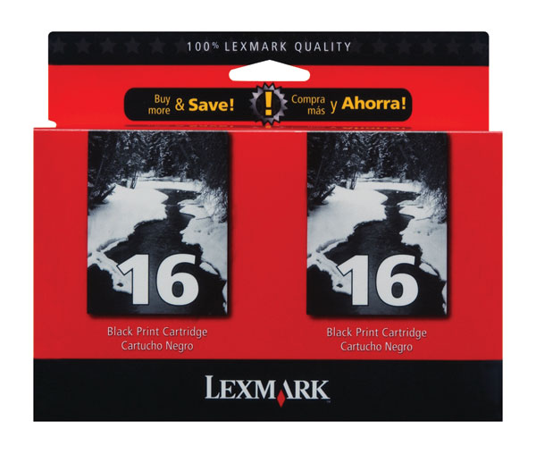 Lexmark 10N0138 (Lexmark #16) Black OEM Ink Cartridge (2 pk)